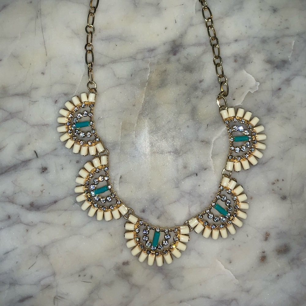 White & teal necklace